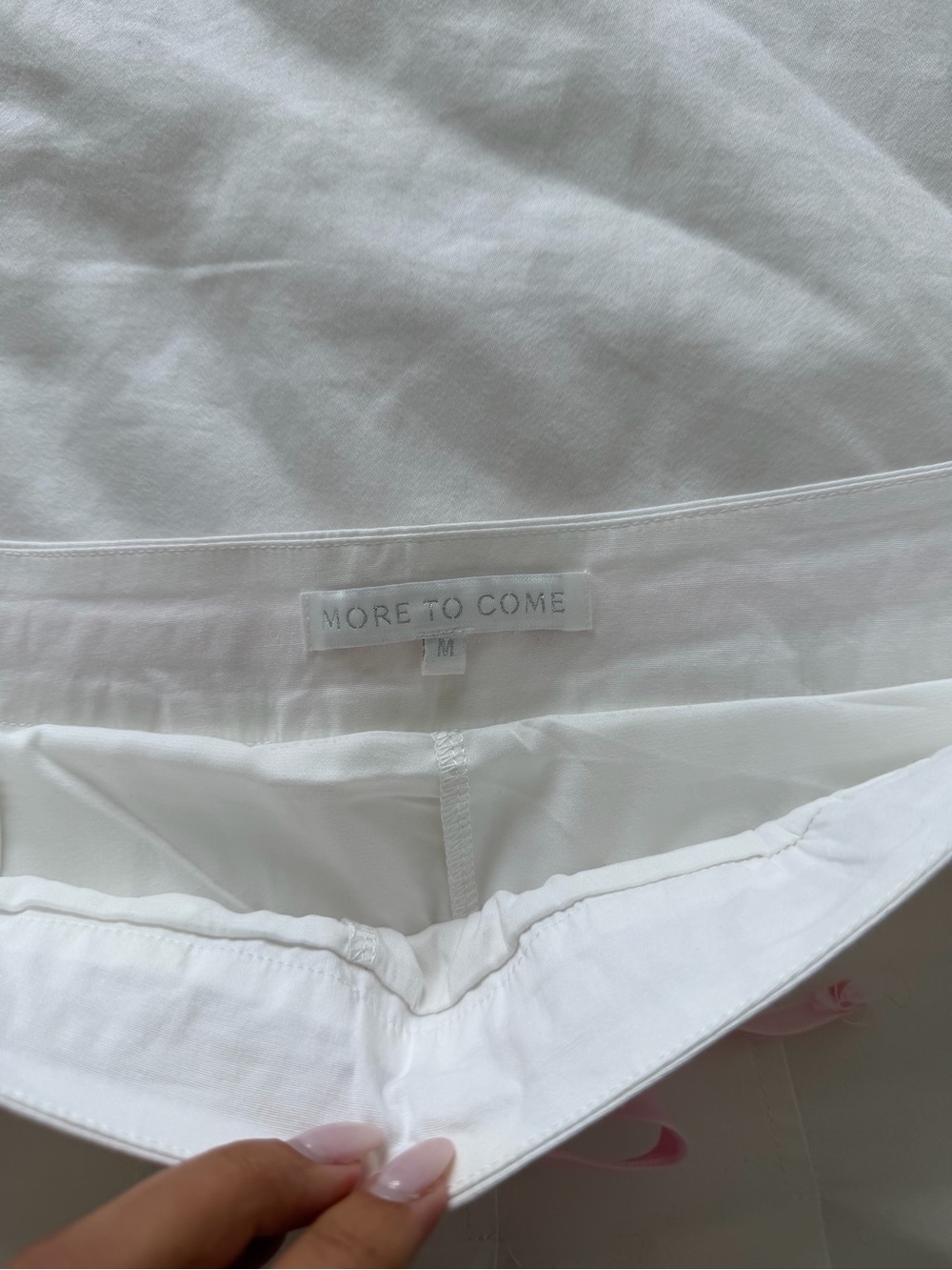 White Pleated Mini Skirt with Pink Trim - Picture 2 of 3